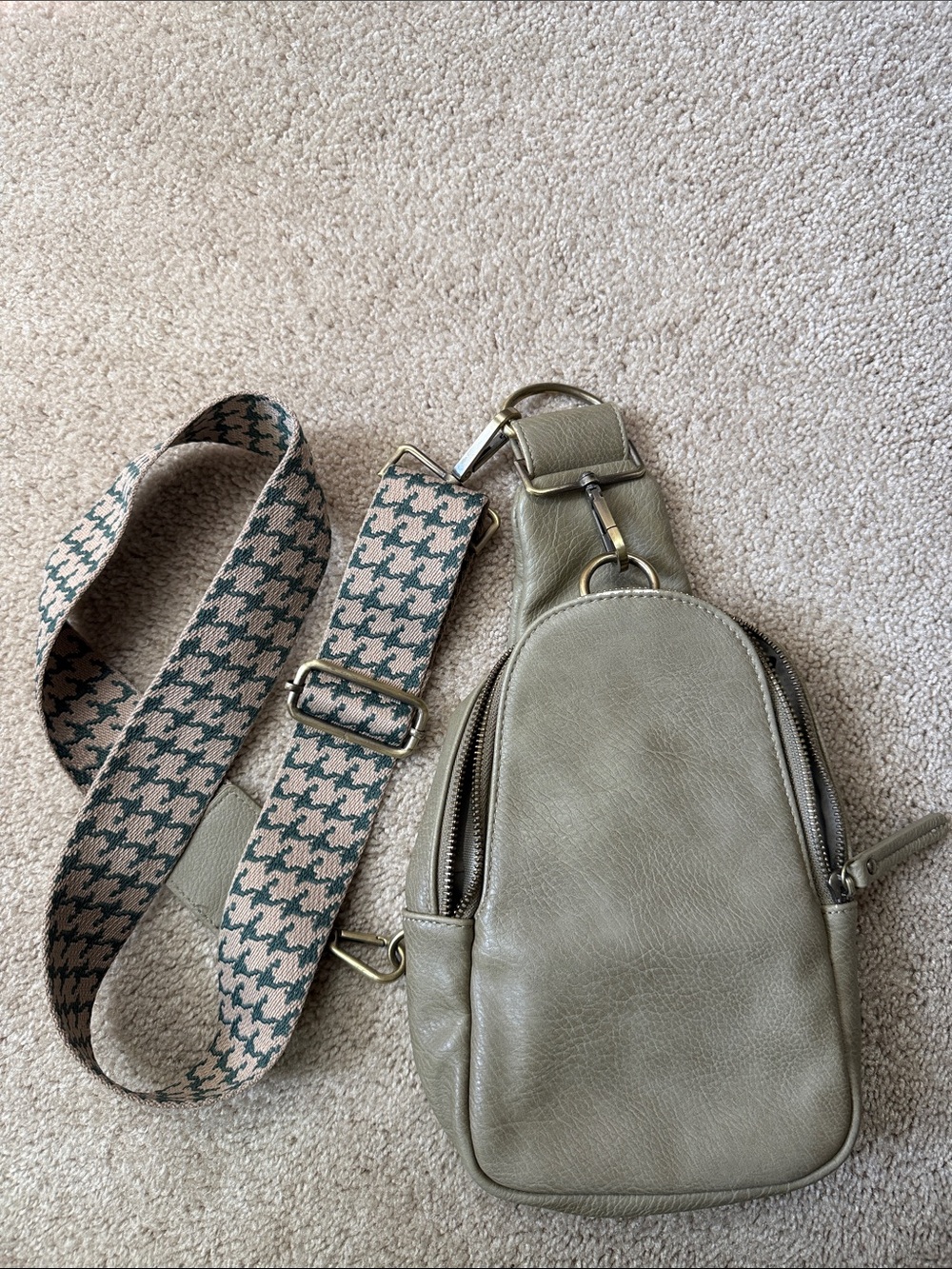 Anthropologie Urban Originals Olive Green Crossbody Sling Bag